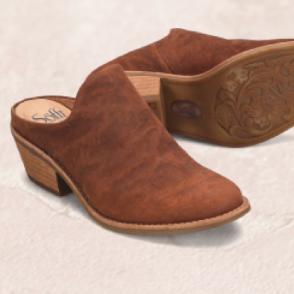 Sofft Ameera Leather Clog in Cognac Sz 10